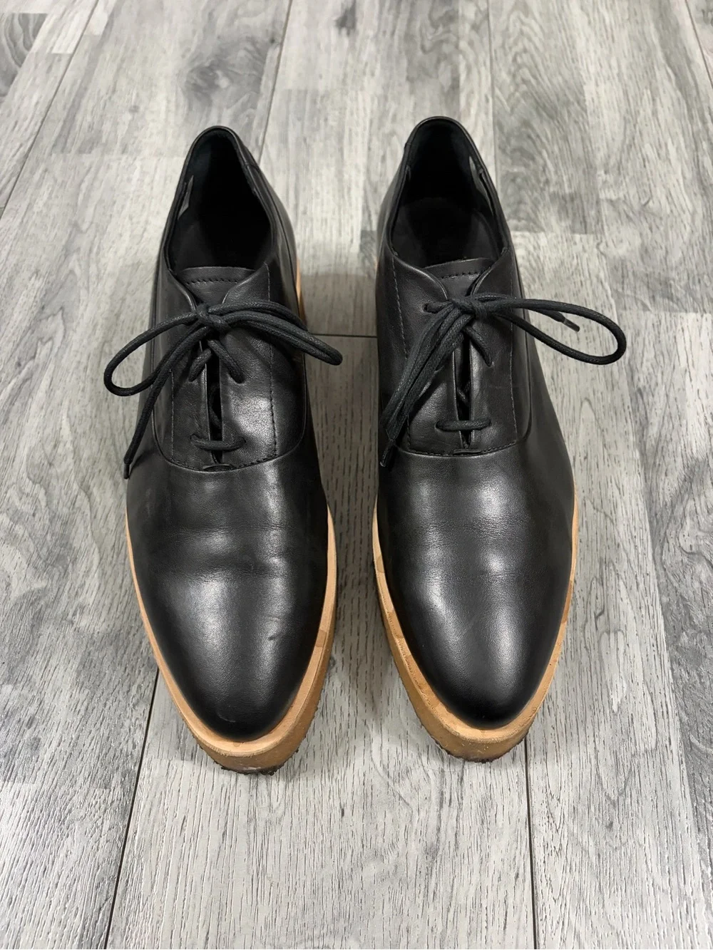 Clarks Originals Made in Italy Ornella Black Leather Derby Crepe Platform